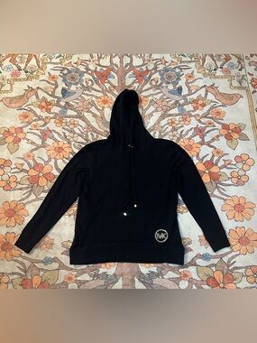 Michael Kors Men's Black Zip-Up Hoodie with Rhinestone MK Emblem